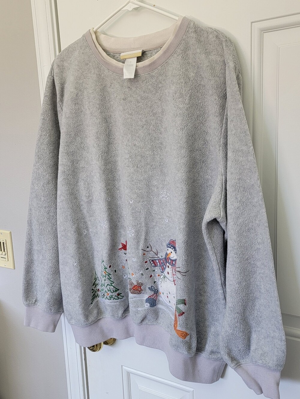 Alfred Dunner Classic Sweatshirt 3X Gray Crewneck Embroidered Christmas Snowman - Picture 5 of 9